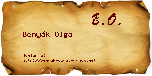 Benyák Olga névjegykártya